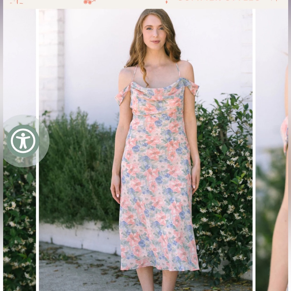 Morning Lavender Simone Cowl Neck Floral Dress- NEW
